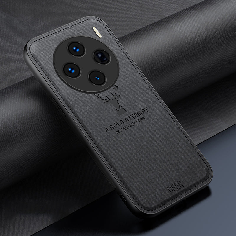 For vivo X100 5G Phone Case PU Leather+TPU+PC Anti-Scratch Phone Cover Deer Pattern - Black For vivo X100 5G Phone Case PU Leather+TPU+PC Anti-Scratch Phone Cover Deer Pattern - Black